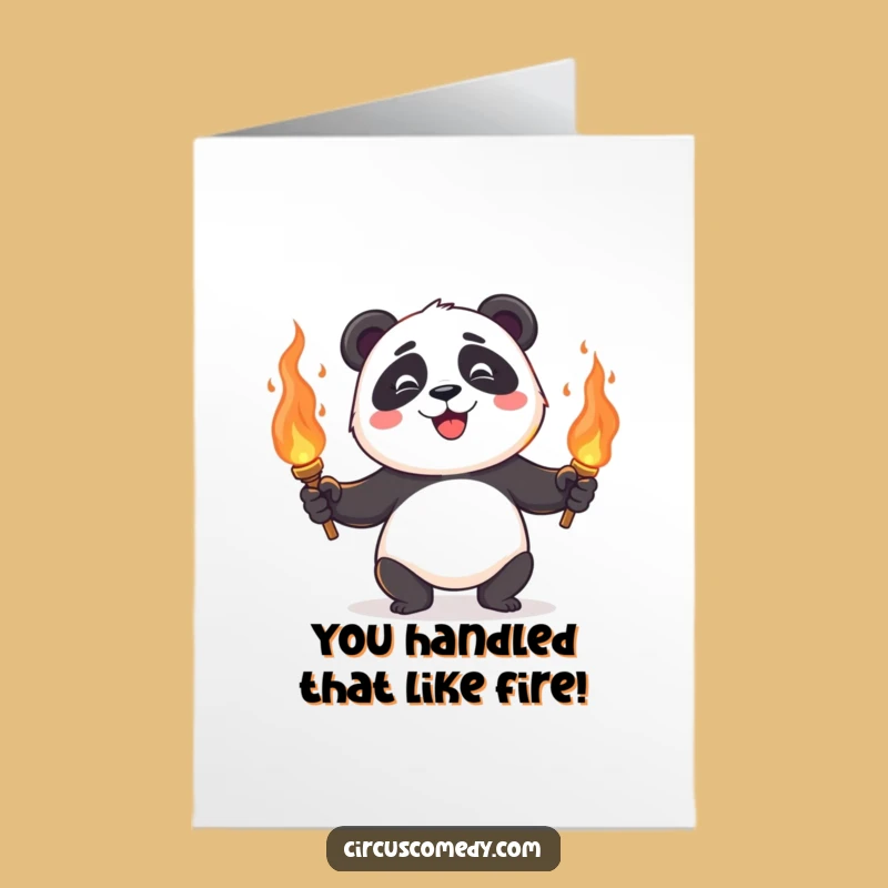 Free Printable Congrats Card: Panda Fire Juggler - Amazing Feat Downloadable Gift!