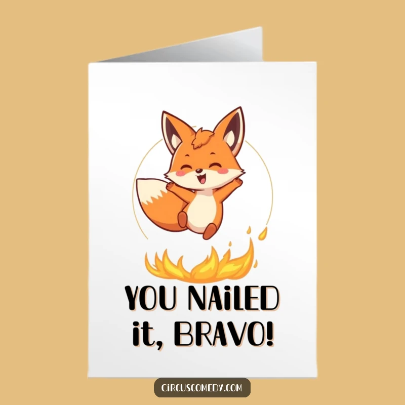 Free Printable Fox Fire Congrats Card: Bold Downloadable Gift for Champions