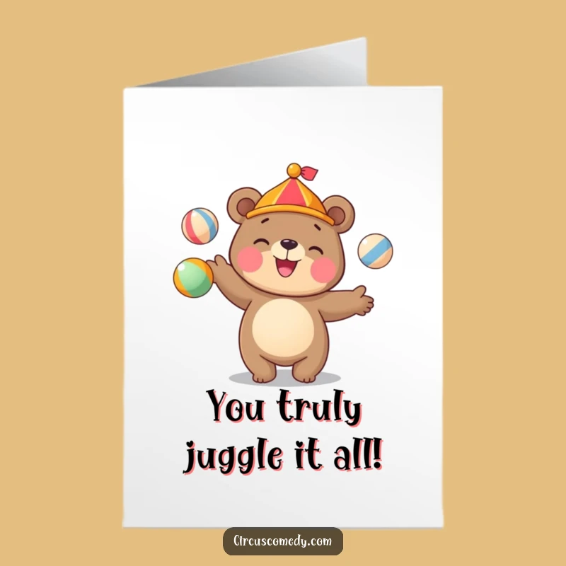 Free Printable Congratulations Card: Juggling Bear for Your Amazing Feat