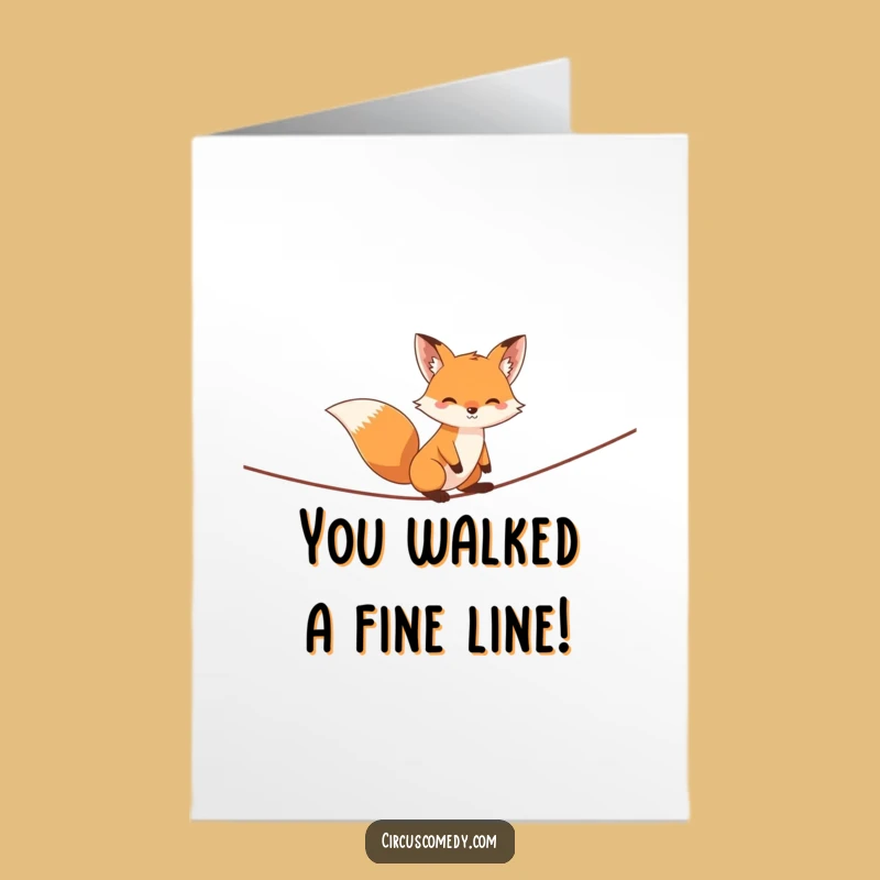 Free Printable Congrats Card: Fox's Tightrope Triumph for a Clever Downloadable Gift