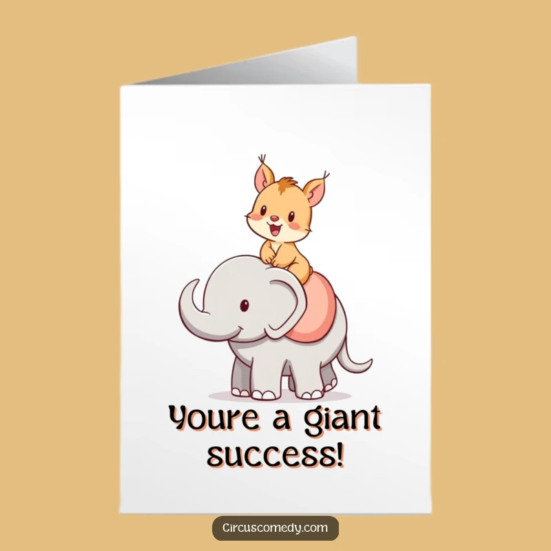 Free Printable Congrats Card: Squirrel & Elephant Duo, Perfect for Downloadable Celebration