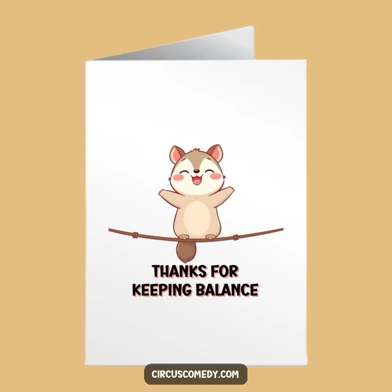 Free Printable Thank You Card: Animal Balances Thanks on a Wire