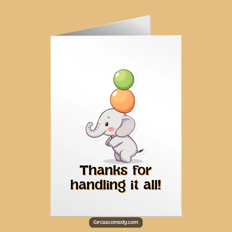 Free Printable Thank You Card: Grateful Elephant's Skill, Funny Downloadable Gift
