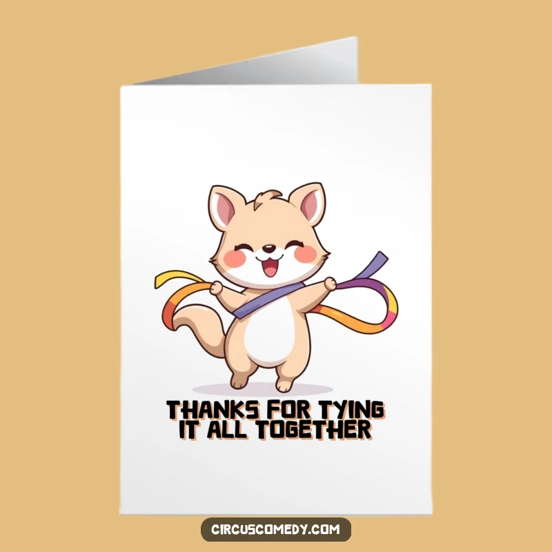 Free Printable Thank You Card: Happy Animal Ribbon - Lively Downloadable Gift