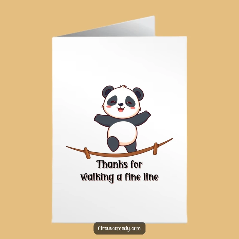 Free Printable Thank You Card: Panda Tightrope Balance for Your Support