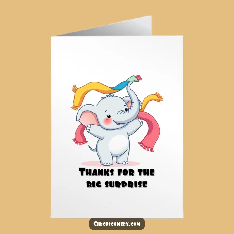 Show your appreciation in a fun way with this free printable thank you card. The juggling elephant adds a cheerful touch to your message.