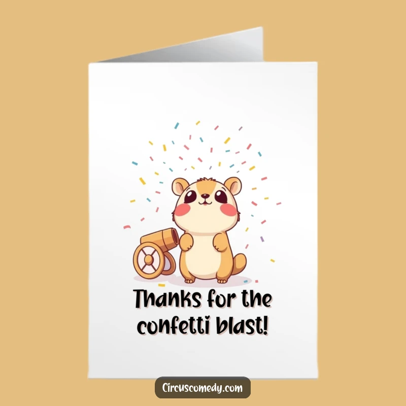Free Printable Thank You Card: Animal Confetti Cannon Surprise Downloadable Gift
