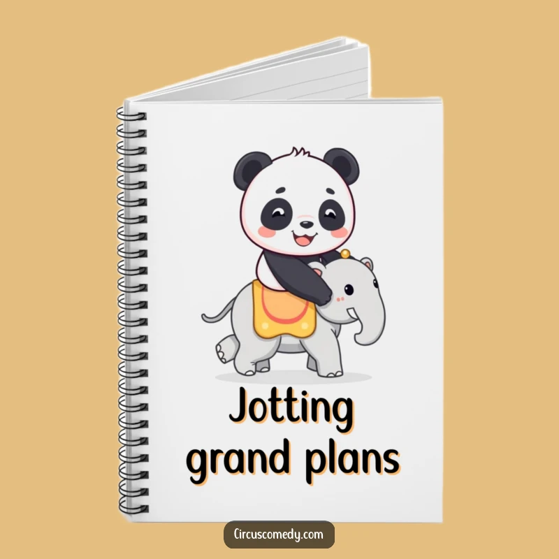 Funny Panda Notebook: Panda on Elephant - Journal Your Adventures