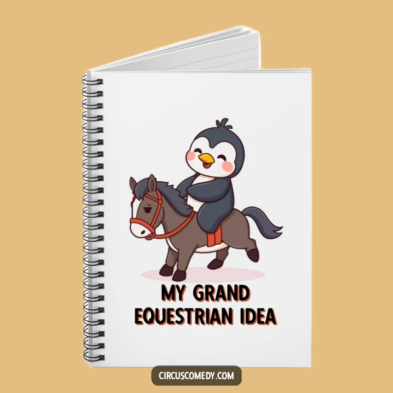 Funny Penguin Horse Rider Notebook - Hilarious Animal Journal Gift