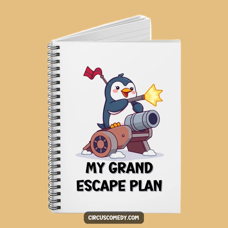 Funny Penguin Cannon Blast Notebook: Jot Down Thoughts with Brave Birdy's Launch