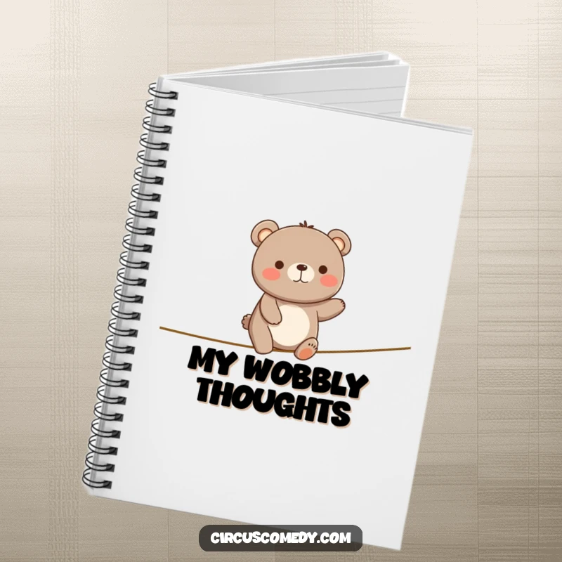 Funny Happy Bear Tightrope Notebook: A bear wobbles on a tightrope looking happy, ideal for funny notes and happy ideas.
