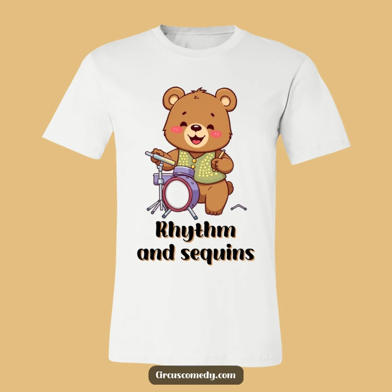 Funny Bear Drummer T-Shirt: Hilarious Disco Vest Bear Rocking Out is a Great Gift!