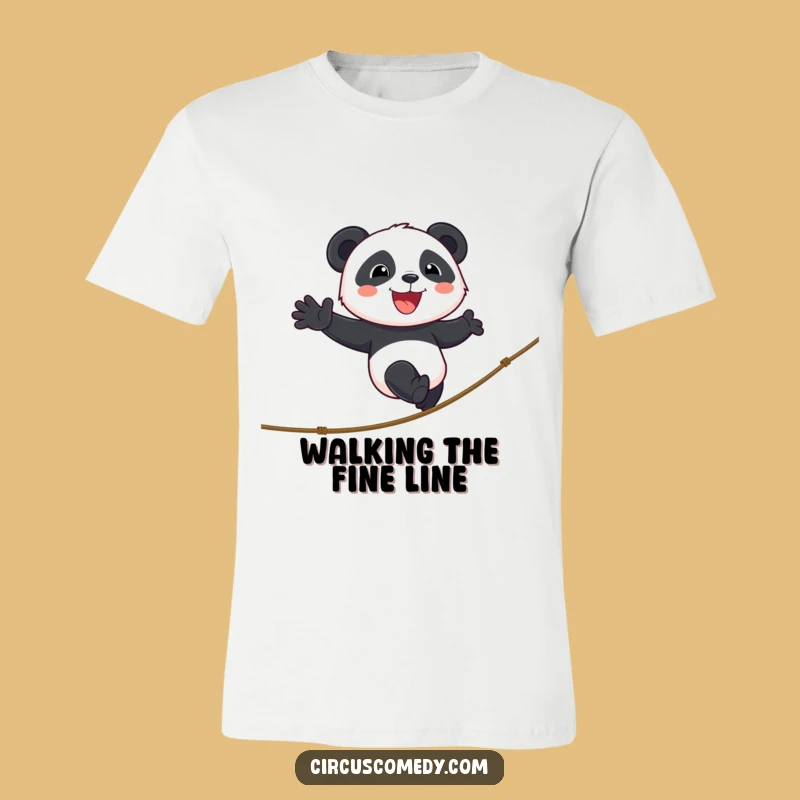 Funny Panda Tightrope T-Shirt: Bold Circus Walk & Hilarious Gift