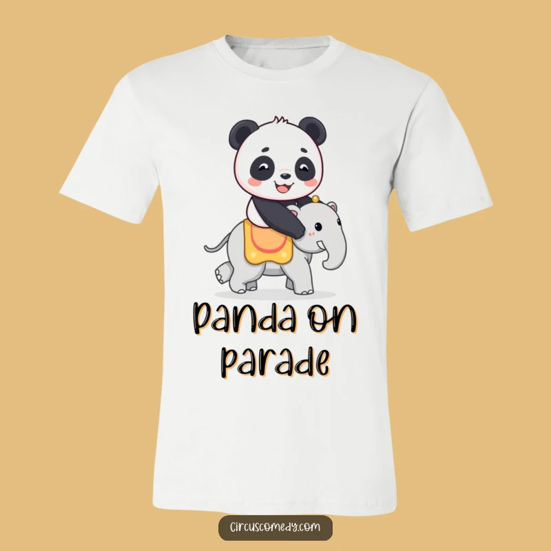 Funny Panda T-Shirt: Panda on Circus Elephant - Comical Animal Tee Gift