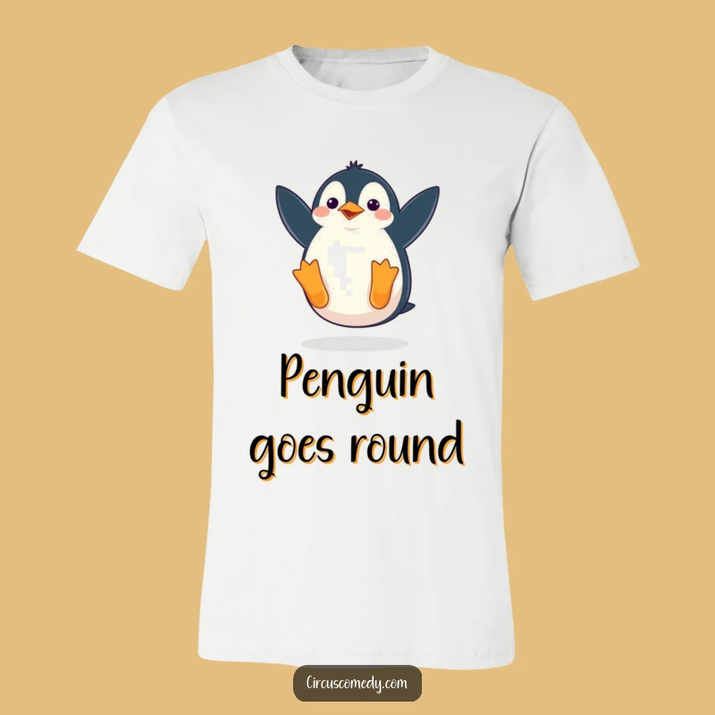 Funny Penguin T-Shirt: Waddling Somersault Action - Comical Bird Tee Gift