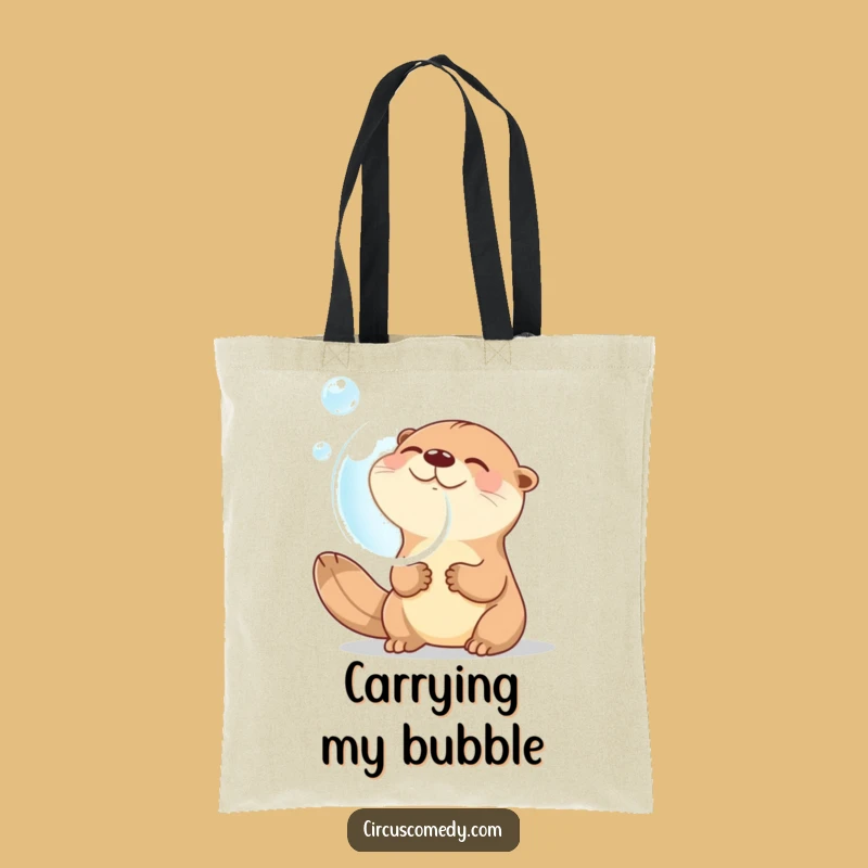 Funny Otter Tote Bag: Giggling Otter Bubble Design - Stylish & Comical Carryall Gift