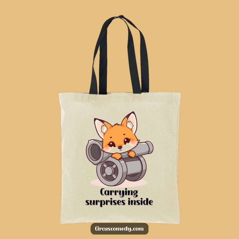 Funny Fox Cannon Tote Bag: Carry Your Curiosity! Vixen in Cannon, Practical Funny Gift!