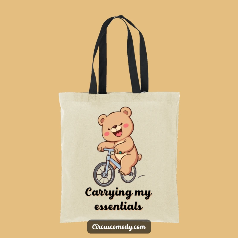 Funny Bear Unicycle Tote Bag - Durable & Hilarious Carryall Gift