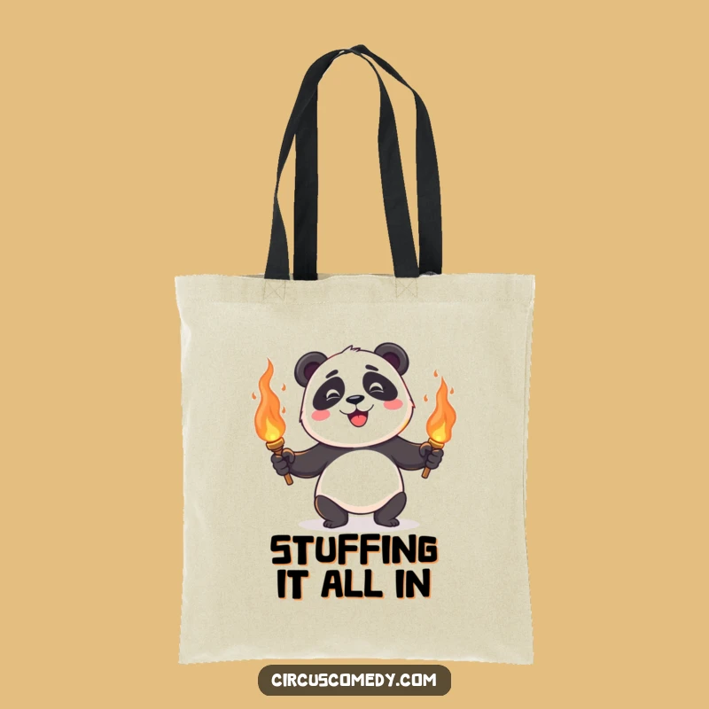 Funny Panda Juggling Tote Bag: Carry Fiery Fun! Juggling Panda Bag, Unique Funny Gift!