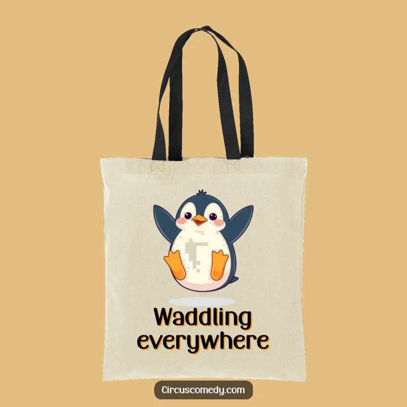 Funny Penguin Tote Bag: Waddling Somersault - Carry Your Fun